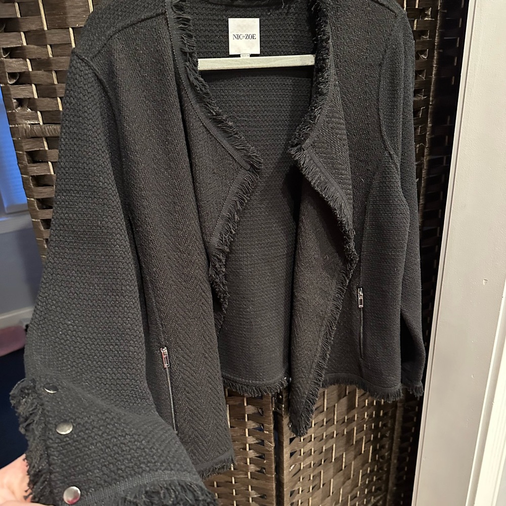 *NEW* Sz 1X* NIC+ZOE * Fringe Mix Knit Jacket (Plus Size)